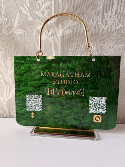 Custom Acrylic QR Sign Stand, Made to Order