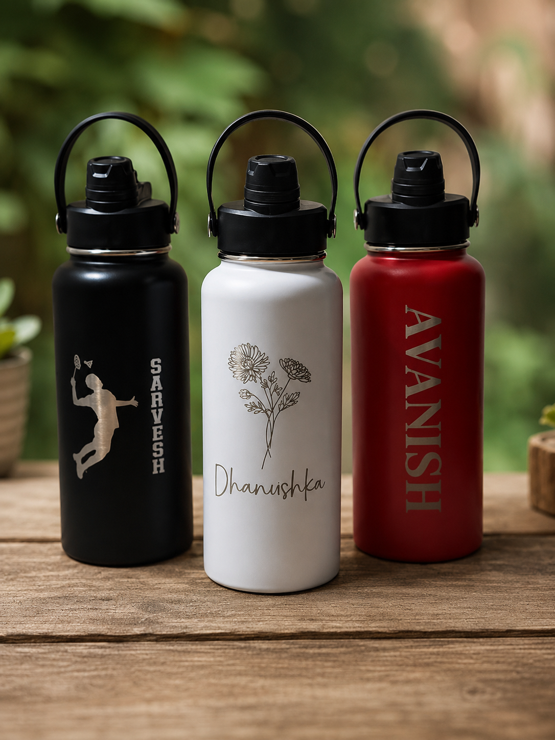 Personalized Water Bottle, Your Name Laser Engraved